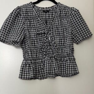 Rails Black and White Gingham Blouse